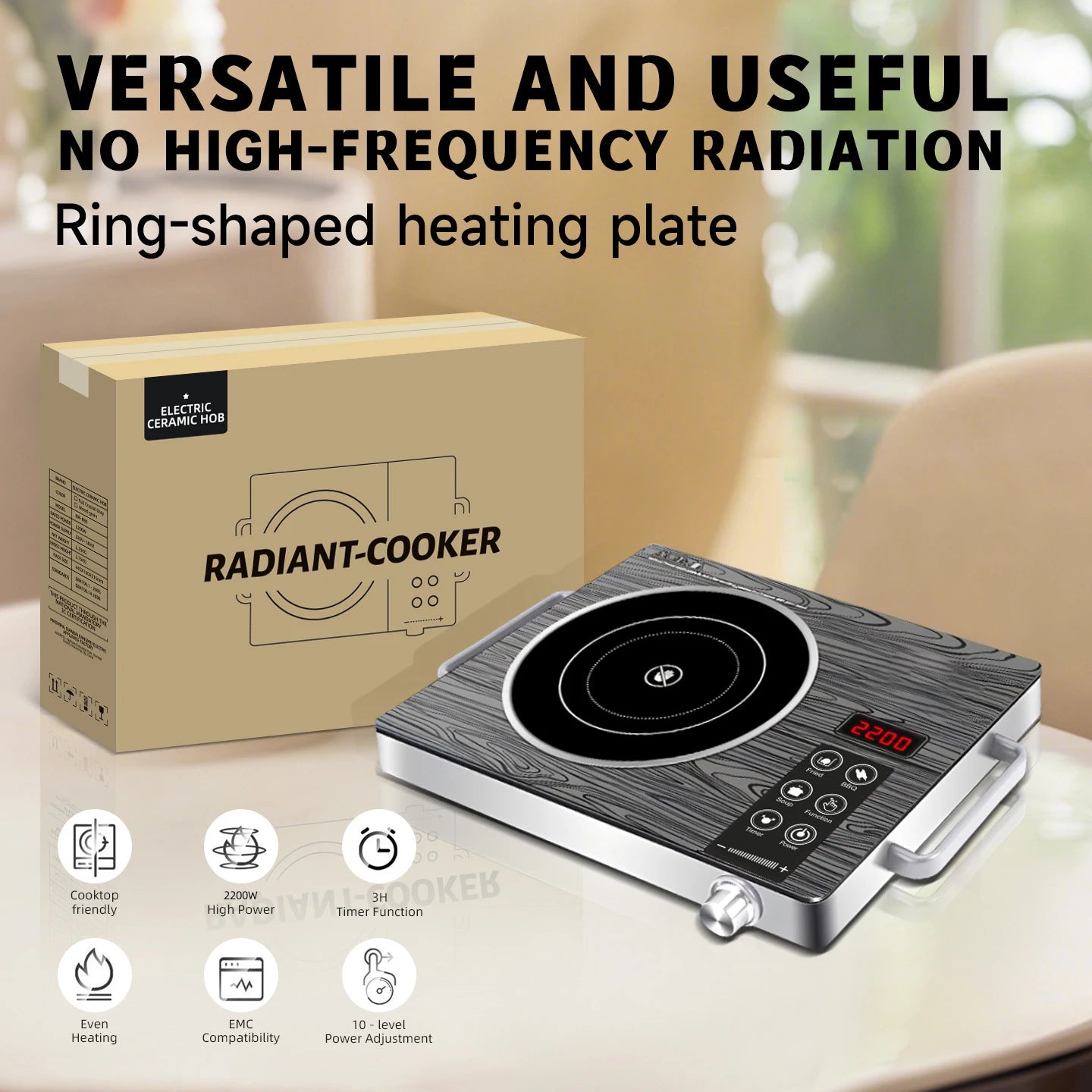 2200W Electric Ceramic Stove Cooktop Tea Maker Electric Hot Plate Heater Stove Heating Furnace Tea Stove Home Water Boiler 220V