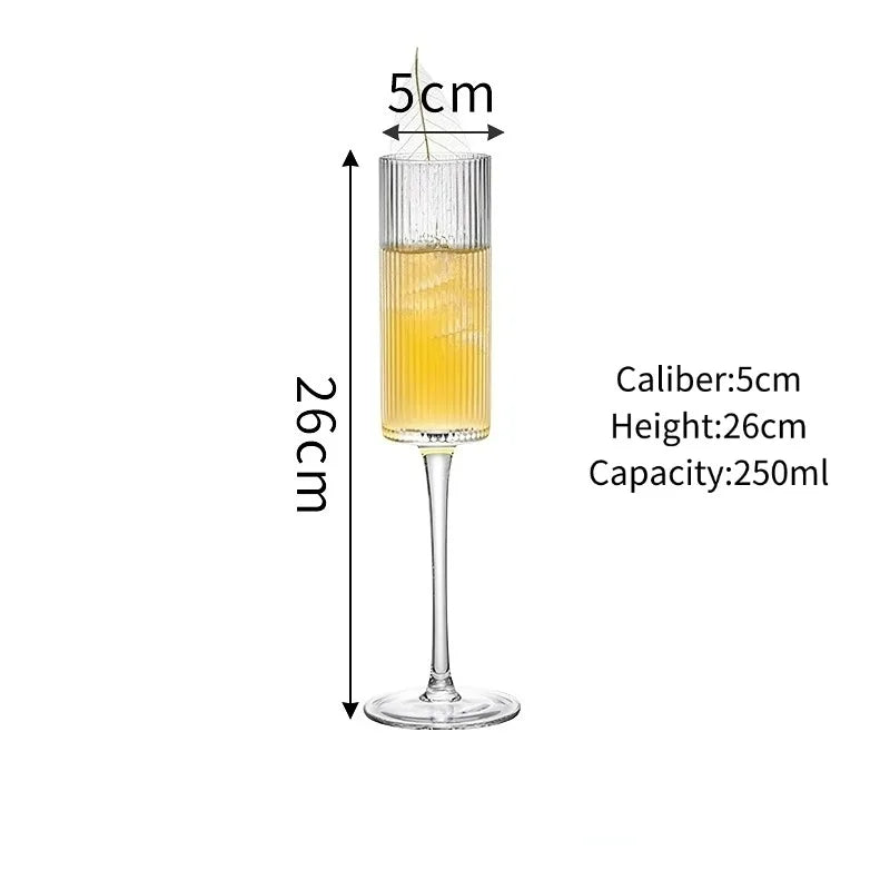 Creative Striped Champagne Glass Cup High-foot Cocktail Glasses Cups Sparkling Glass Wine Glass Cups Party Bar Accessories