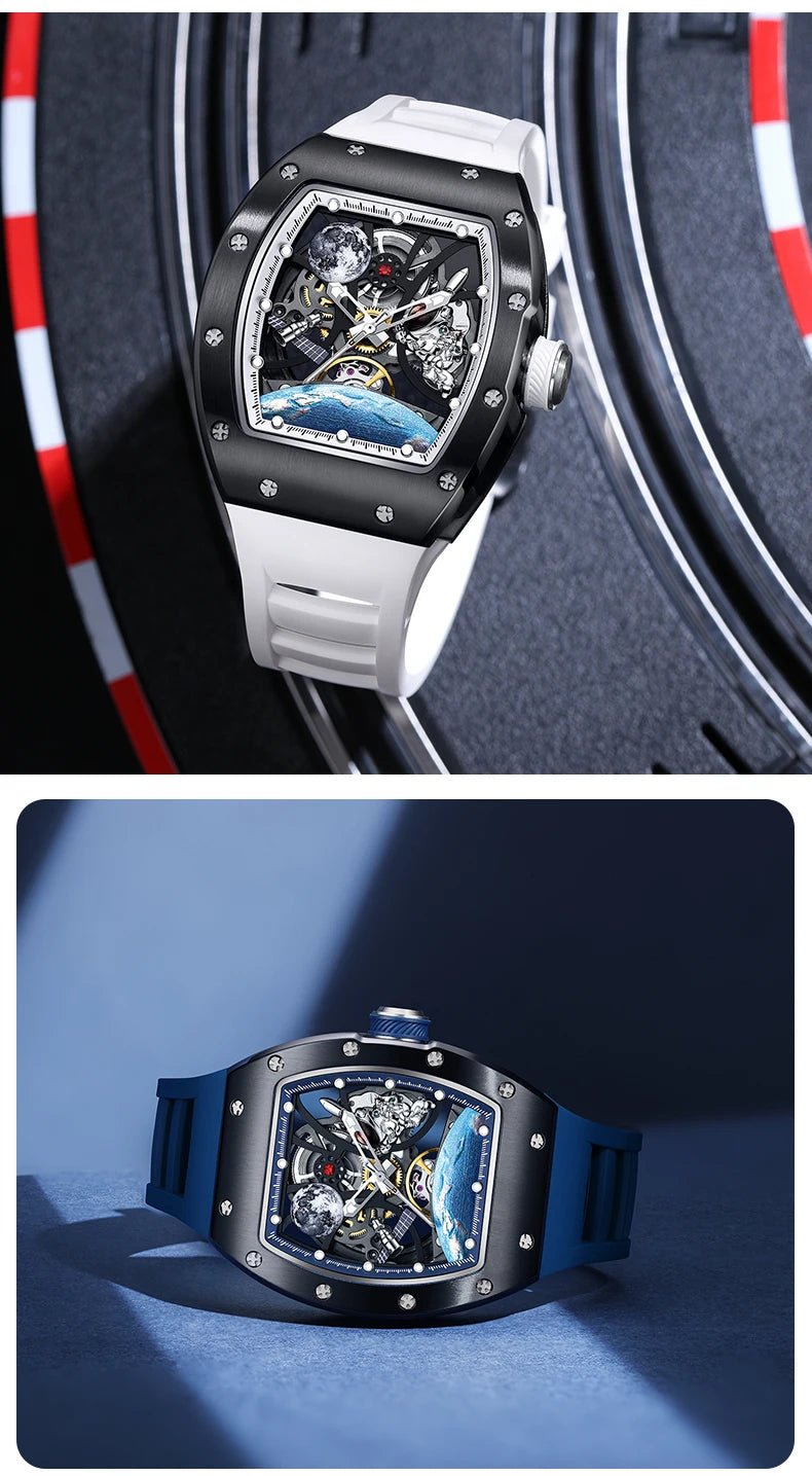 Hollow Automatic Mechanical Watch 5ATM Waterproof Sports Silicone Strap Custom Logo High-Quality Wristwatch Active Lifestyle