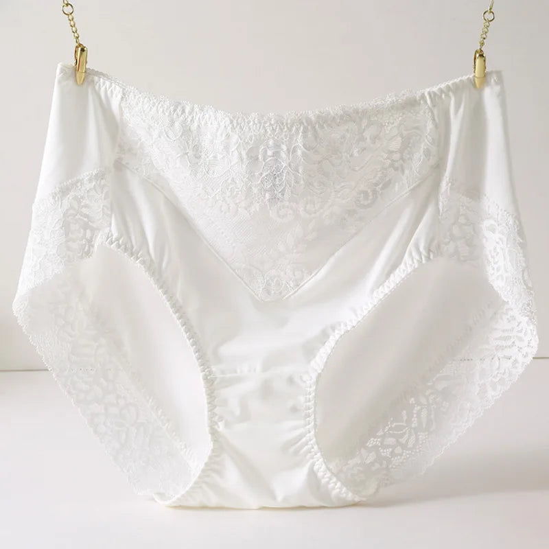 Plus Size Women Panties Sexy Lace Comfortable High Waist Milk Silk Panties for Women Underwear Ladies Briefs of Large Size XXXL