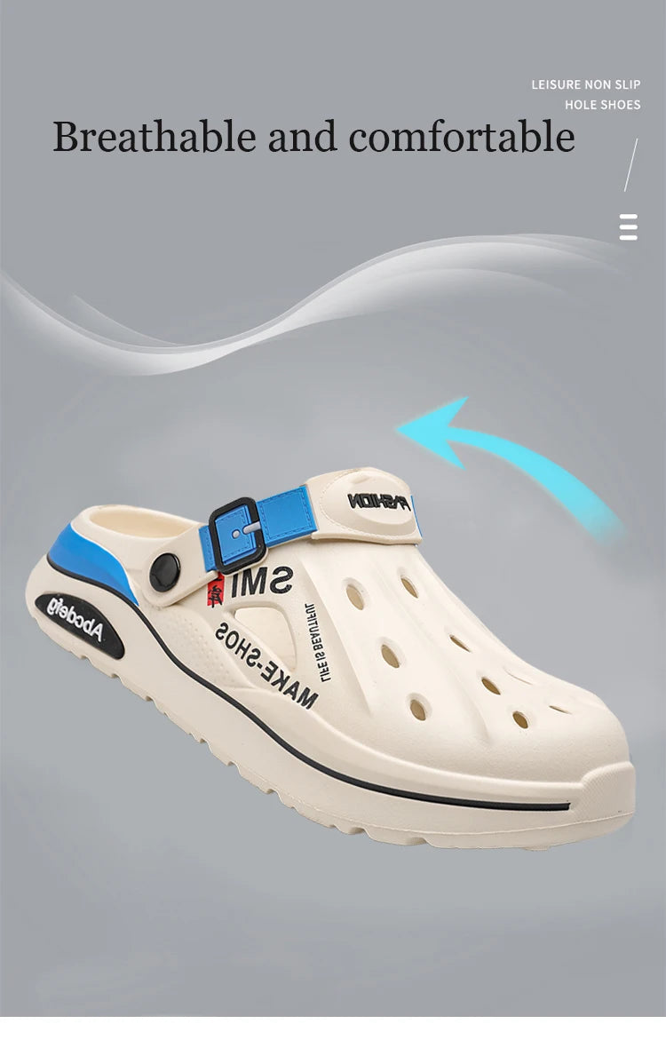Summer Men Clogs Non-slip Thick-soled Casual Shoes Outerwear Beach Soft-soled Baotou Slippers Men's Slippers Sandals