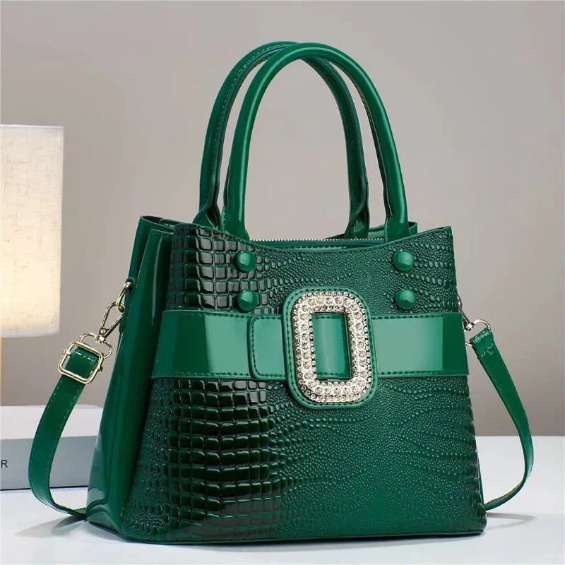Fashionable New Women's 3-Layer Handbag Trendy Bright Leather Shoulder Bag Large Capacity Crossbody City Commuter Tote Bag Women