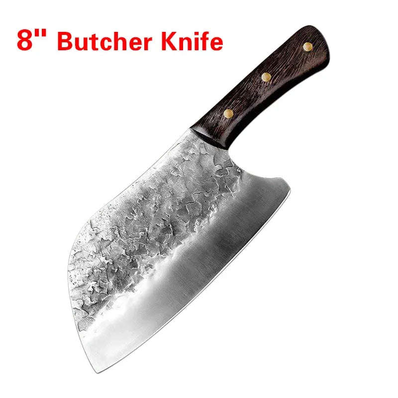 Wood Handle Kitchen Boning Knives Meat Cleaver Vegetable Bone Chop Butcher Knife Stainless Steel Professional Hand Forged Knives