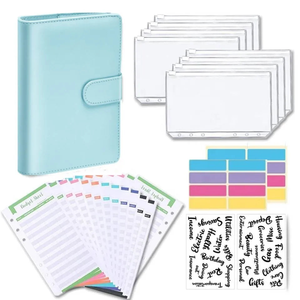 Leather Budget Binder With Cash Envelopes Pockets Zip Small French Budget Pouch Binder For Saving Money A6  Planner Organizer