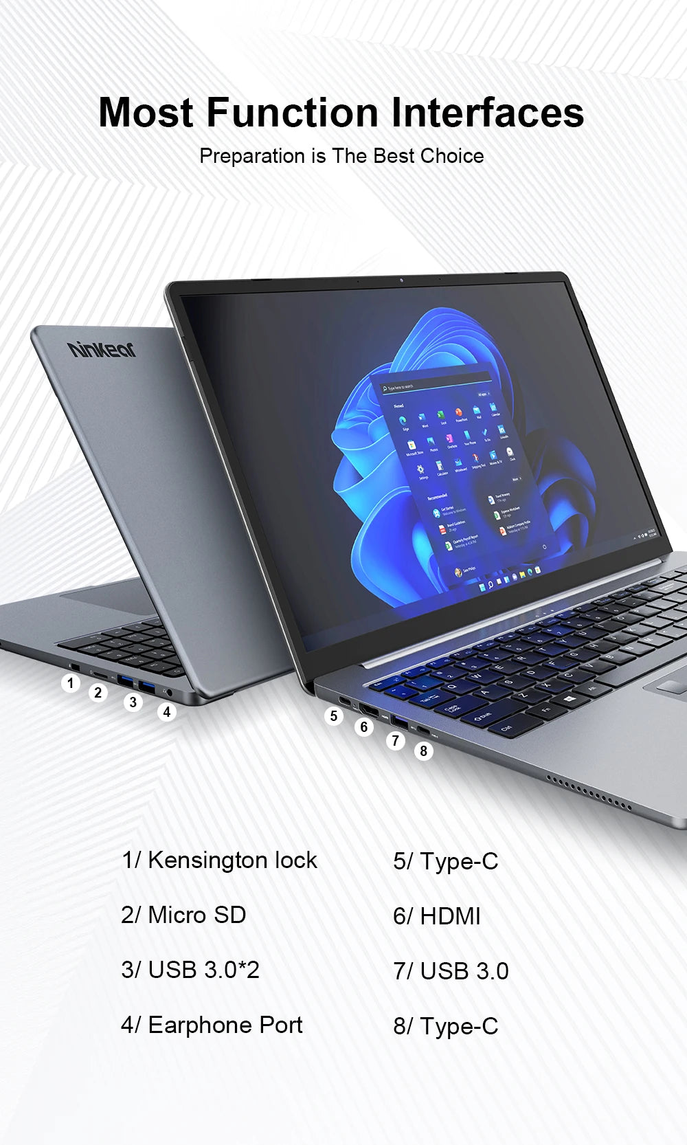 Ninkear A15 Pro Laptop 16" IPS 2.5K FHD AMD Ryzen5 5500U Notebook 16G DDR4 3200Mhz+512GB 54Wh Battery Windows11 PRO Computer