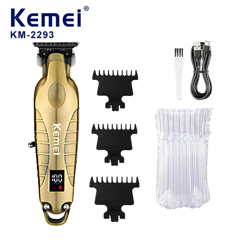 Kemei 2293 Electric Hair Clippers Men Professional Barber Hair Cutting Machine Wireless Carving Clipper Alloy Body Hair Trimmer
