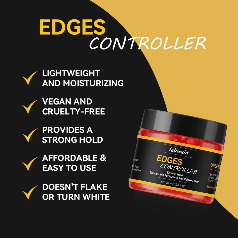 100ml/3.38 fl. oz. Edge Control Hair Gel Strong Hold Thick Edges Styling Gel Non-Greasy Non-Flaking Hair Gel For All Hair Types