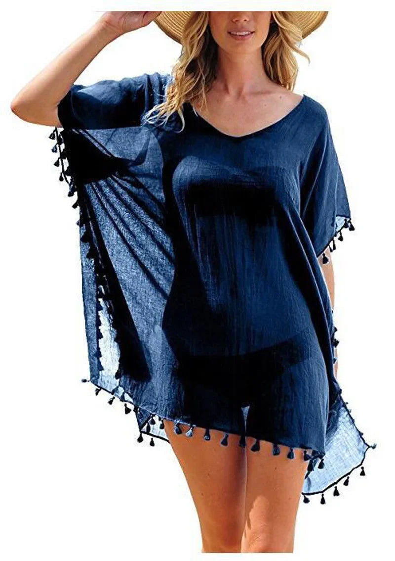 Summer Beach Cover Up For Women Lace Hollow Crochet Swimsuit Beach Dress