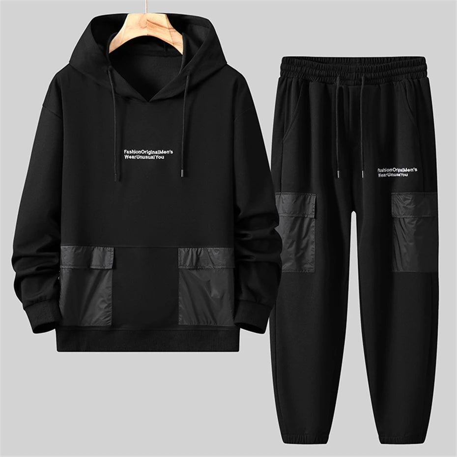 Men's Sets Plus Size Tracksuit Hoodie Sweatpants Spring Autumn Cargo Suits Male Jogger Pants Big Size 11XL