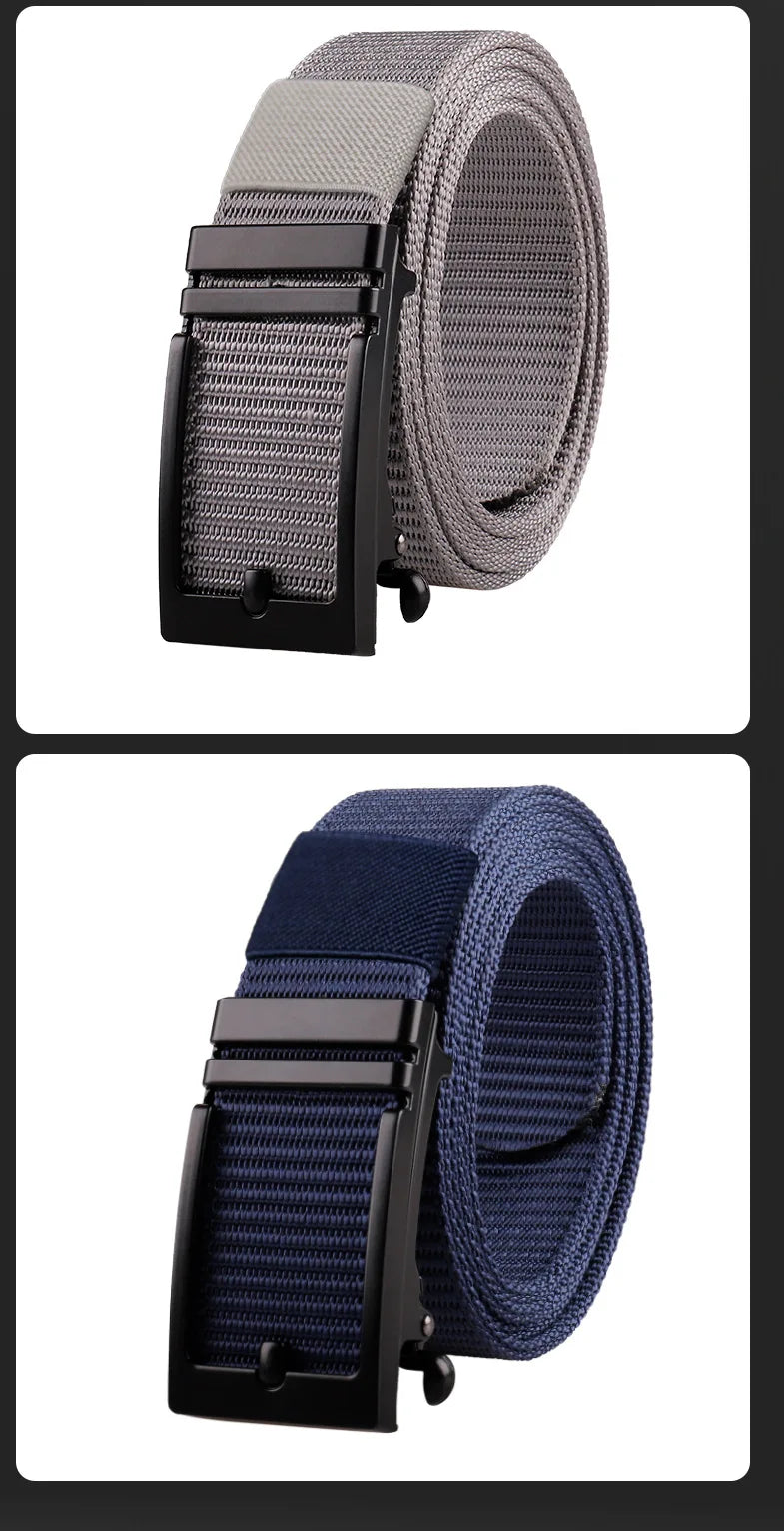 Nylon Belt for Men's Alloy Buckle Canvas Belt Outdoor Training with Tactical Automatic ratchet Belts golf Casual 140 Cinturones