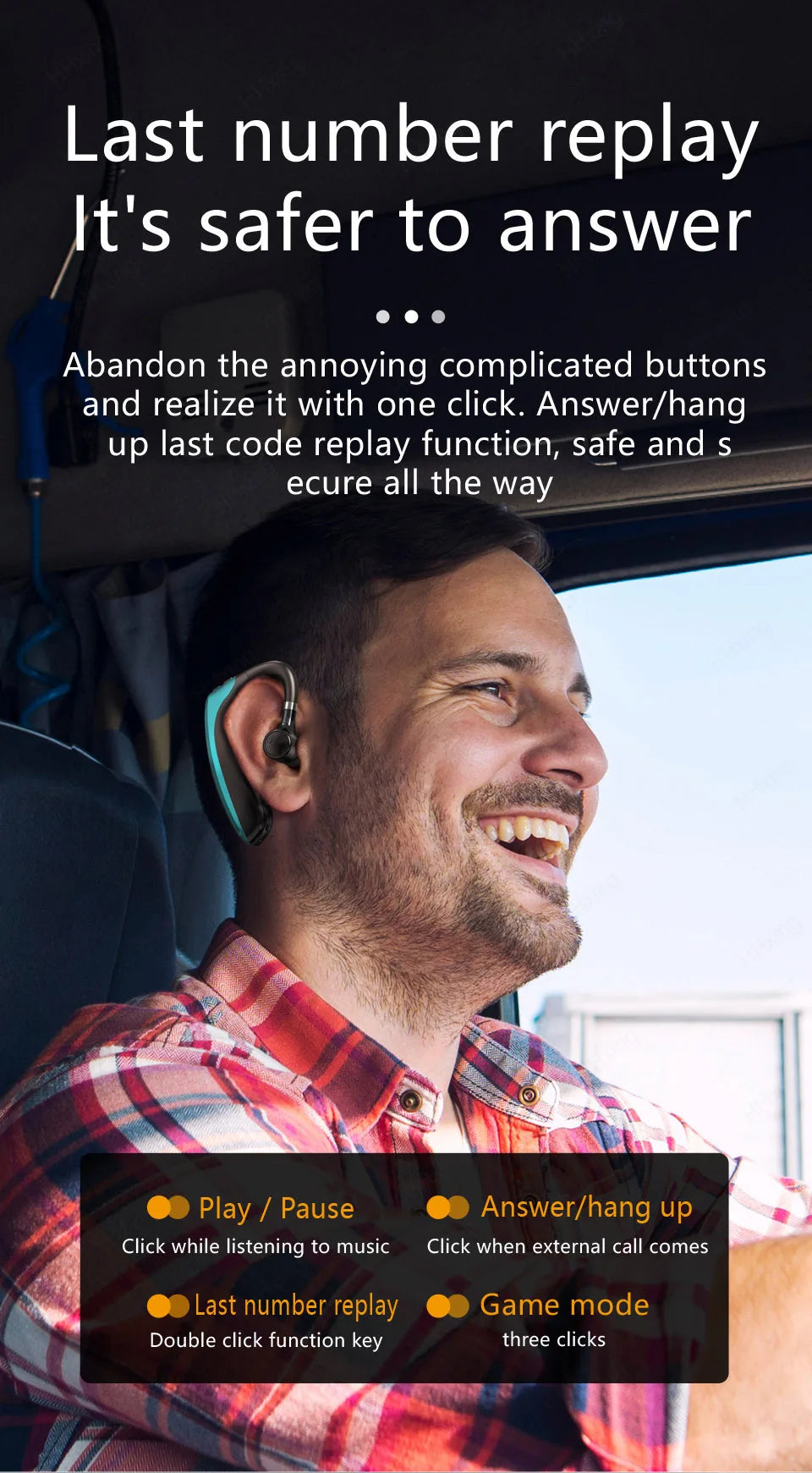 Wireless Bluetooth Headphones With Microphon Earphone ENC Noise Cancelling Handsfree Talking Headset Busines Auriculares Driving