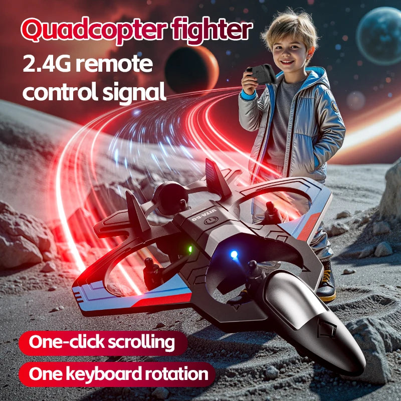 V50 RC Plane 2.4G Remote Control Aircraft 360° Stunt Helicopter Glider with Light Fighter Airplane Toy for Boys Children Gifts