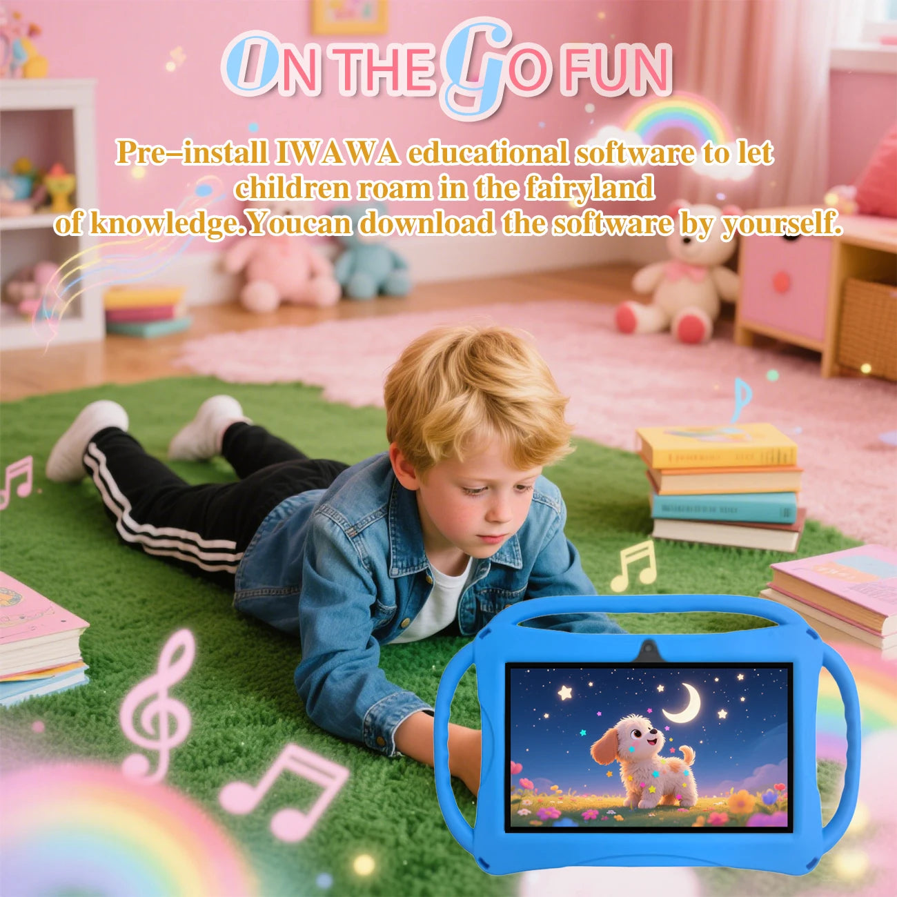 Kids Tablet 7 inch, Children Tablet with Parent Control,dual cameras, children's gifts for Christmas and birthday.Pink/Blue