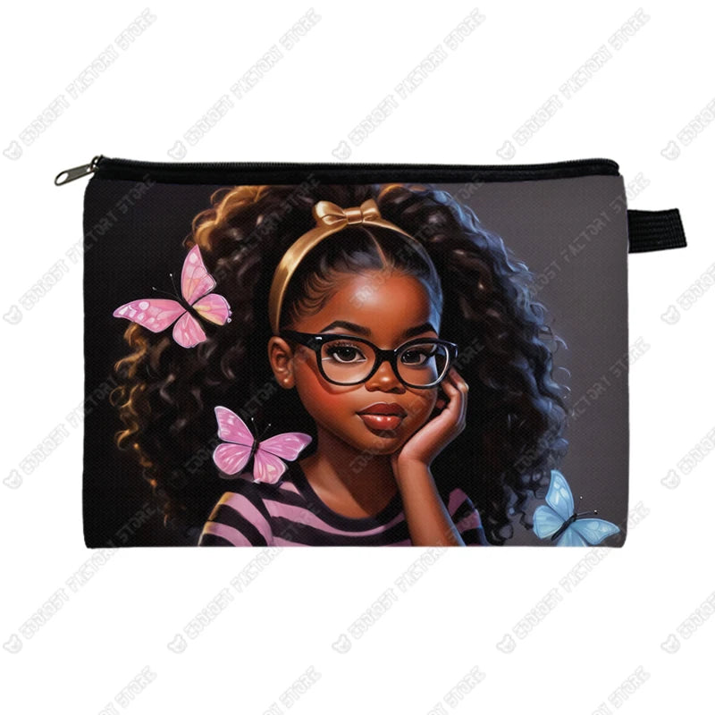Genius Black Girl Cosmetic Case Musicians Astronauts Nurses Makeup Bags Lipstick Phone Napkin Storage Pouch Women Toiletries Bag