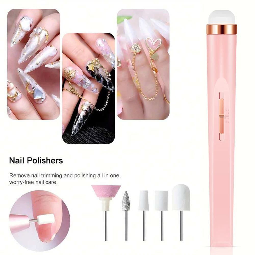 LULAA Electric Nail Drill Kit Rechargeable Cordless Manicure Kit Portable Nail Grinding Polisher for Trim Nails Exfoliating