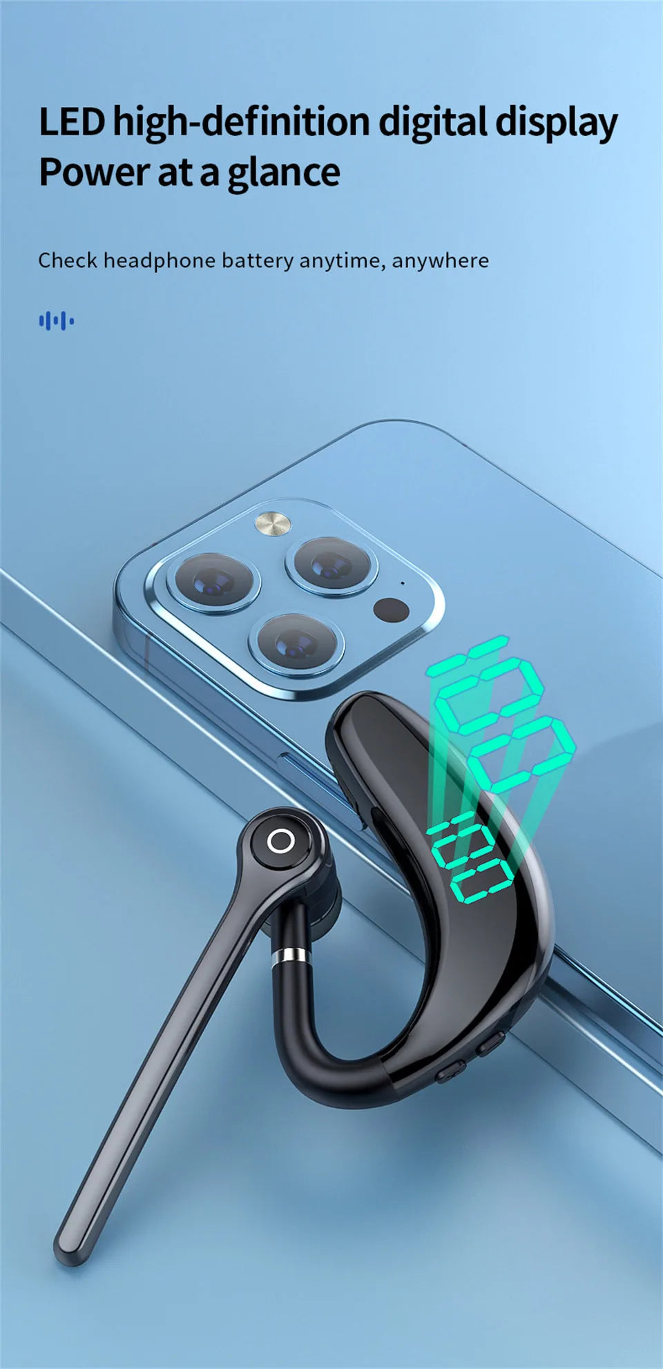 Wireless Bluetooth Headphones With Microphone Earphones Handsfree Noise Canceling Headset For Talking Business Driving Audifonos