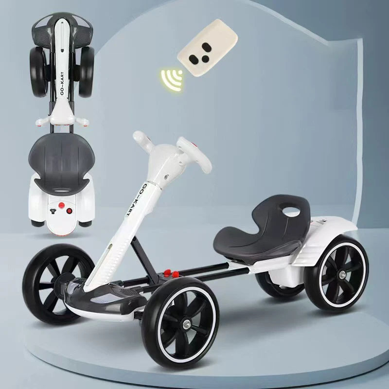 Karting electric four wheeled cart, foldable and seatable, portable and lightweight, no installation required