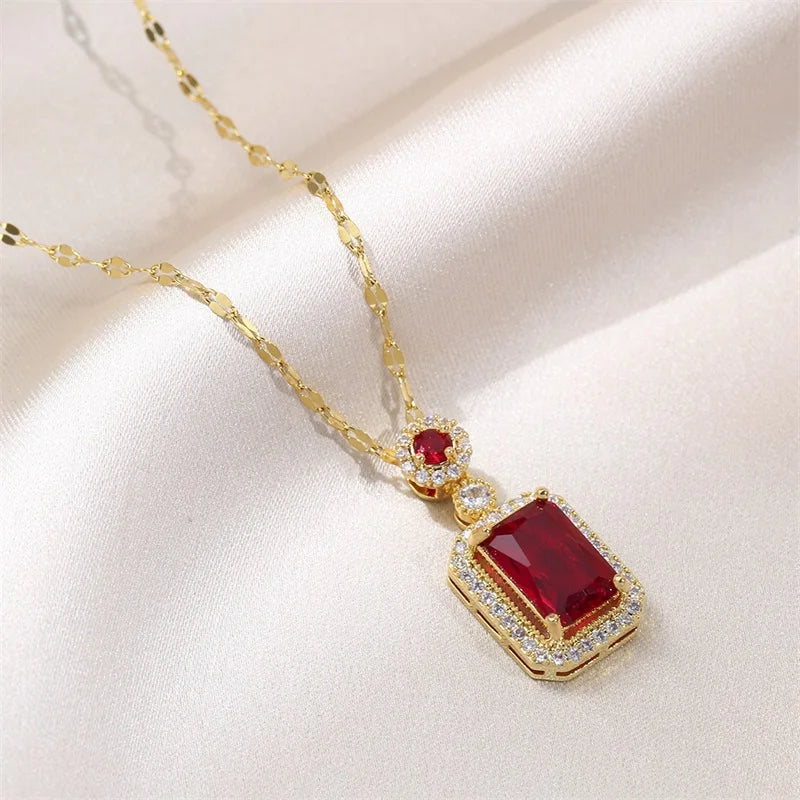 Women's Fashion Cubic Zirconia Necklace Earrings Ring Jewelry Set Girls Anniversary Wedding Valentine's Day Perfect Gift