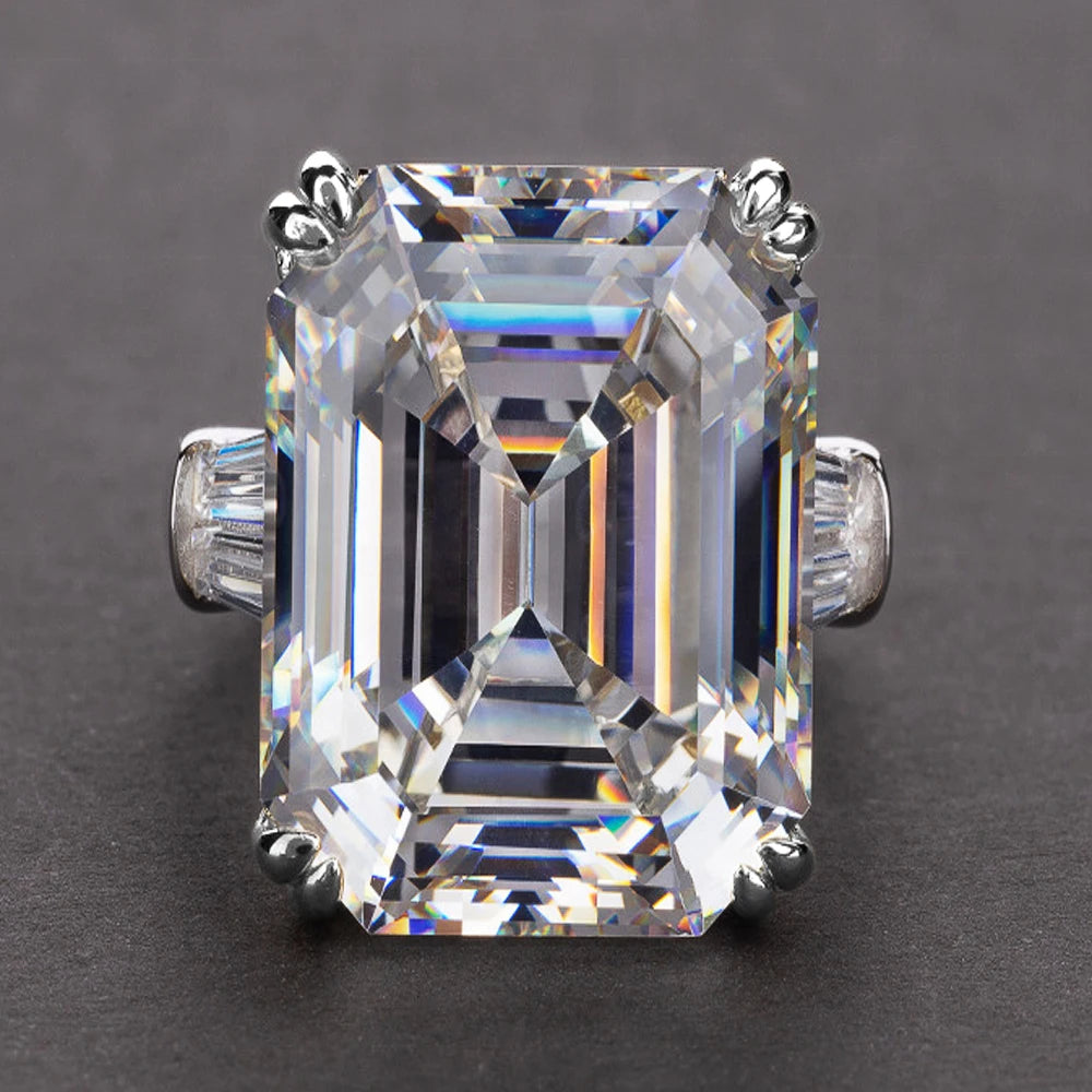 New Simple Shiny Big Rectangle Zircon Women Rings White/Pink Stones Available Bridal Wedding  Top Quality Noble Lady