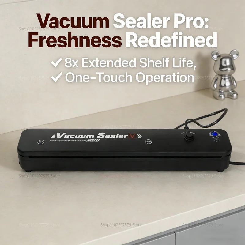 Small Automatic Vacuum Sealing Machine Food Saver Compact Fully Automatic Plastic Sealing for Cooked Food and Food Preservation
