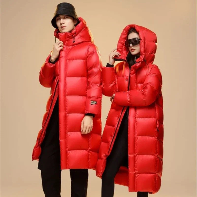 Winter 90%  White Goose Down Thick （Winter) Warm X-Long Men's Jackets 2025 New Arrivals Men Hooded Korean Down Parkas Coat