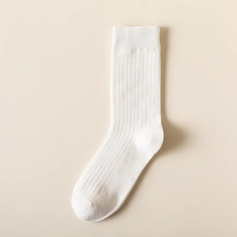 Men Cotton Socks High Quality Solid Color Business Crew Spring Autumn Knitting Mib Tube Ankle Long Breathable Casual Soft Socks