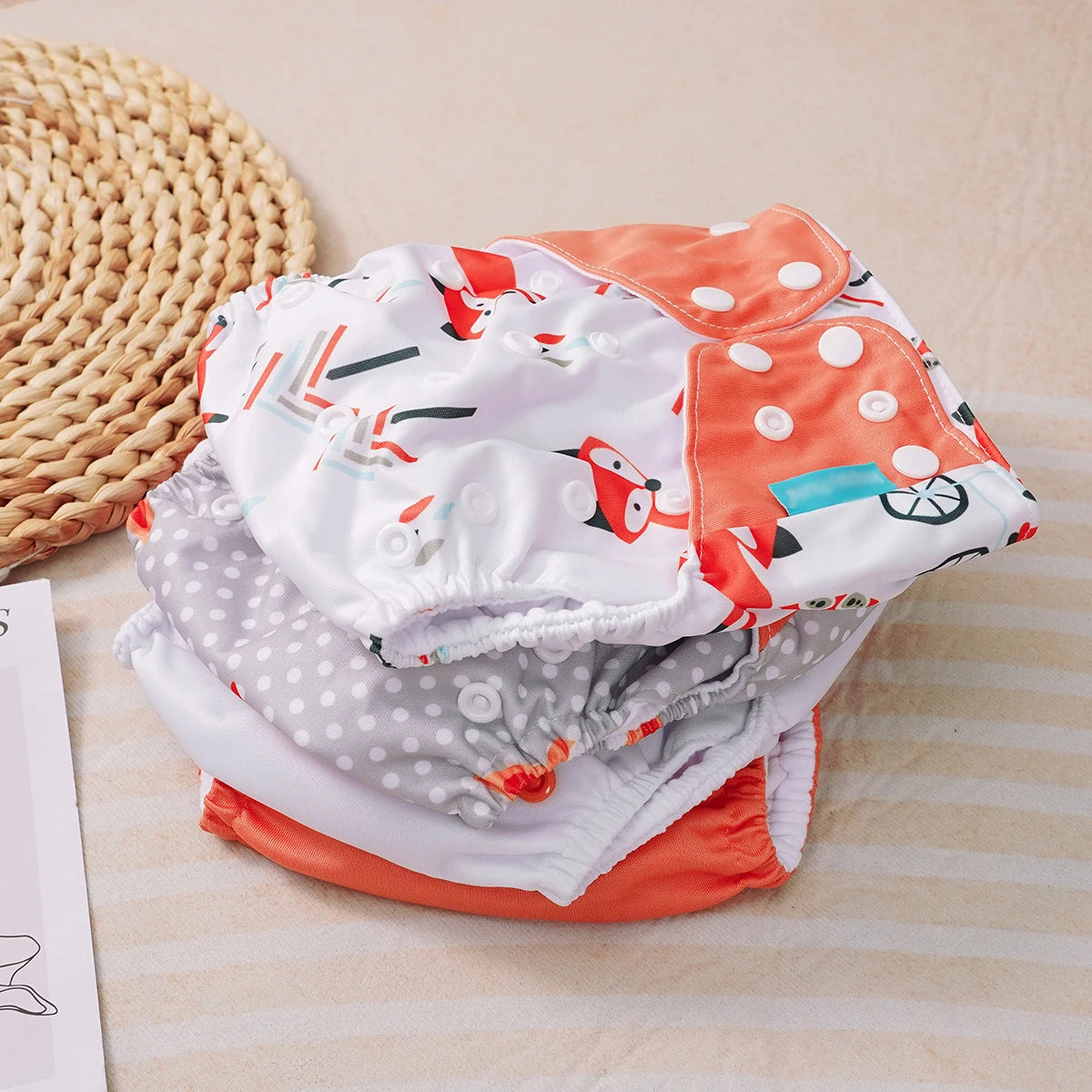 4PCS Baby Waterproof Nappies Cute Underwears Reusable Newborn Cloth Diaper Soft Ecological Toddler Training Pants For Boys Girls