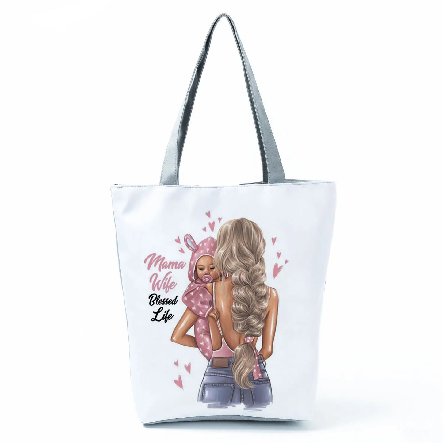 Golden Afro Woman Printed Handbags Pretty Fashion Shoulder Bag Eco Portable Shopping Bag High Capacity Beach Bag Practical Tote