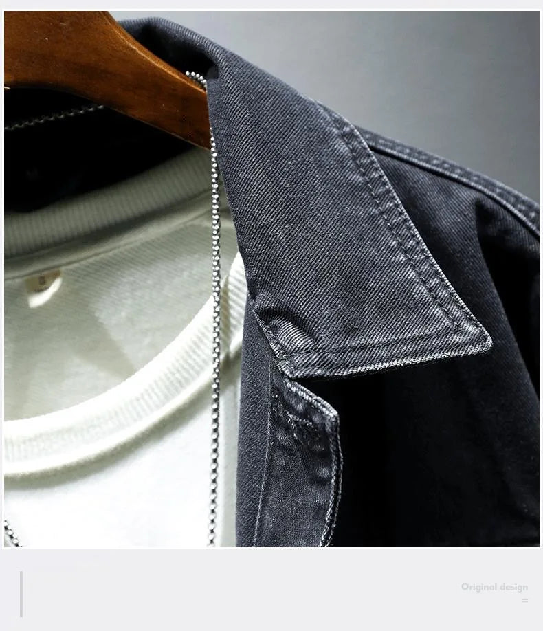 2024 Spring and Autumn New Fashion Solid Color Cotton Large Size Denim Jacket Men's Casual Relaxed Comfortable Breathable Jacket