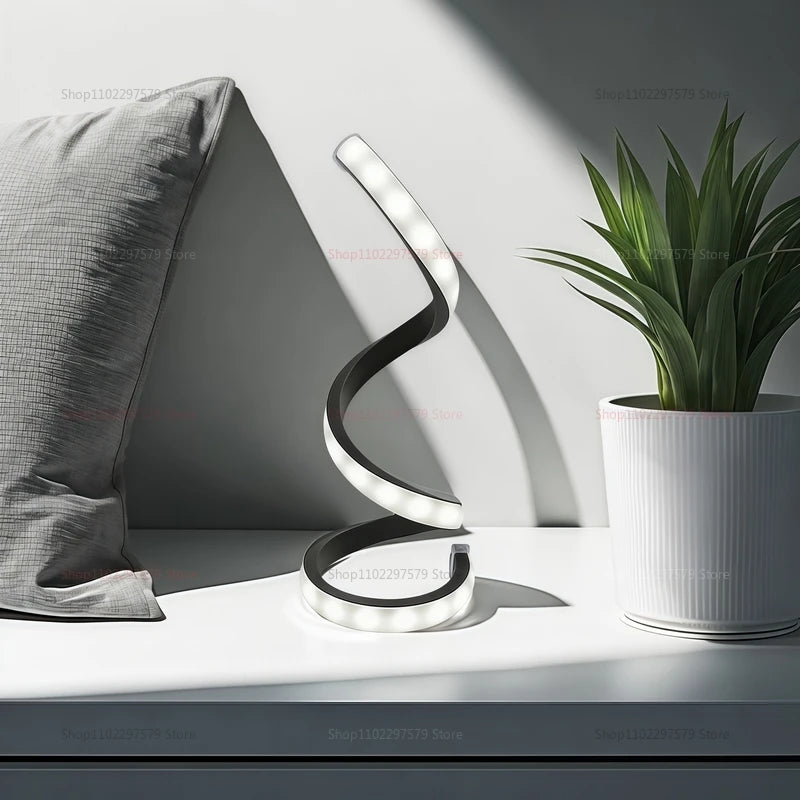 2025 Modern LED Bedside Lamp Deformable Spiral Table Night Light for Bedroom Office Living Room Decor Adjustable Night Lamp