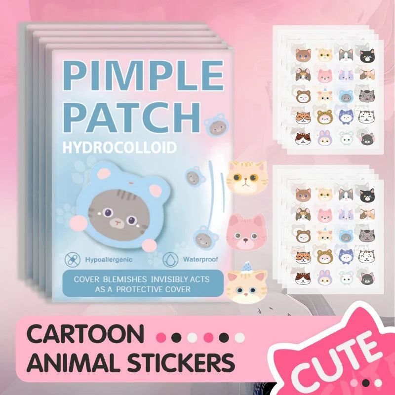 HUA HUA 600pcs Cartoon Animal Shaped Acne Patches Skincare Stickers Makeup Tools