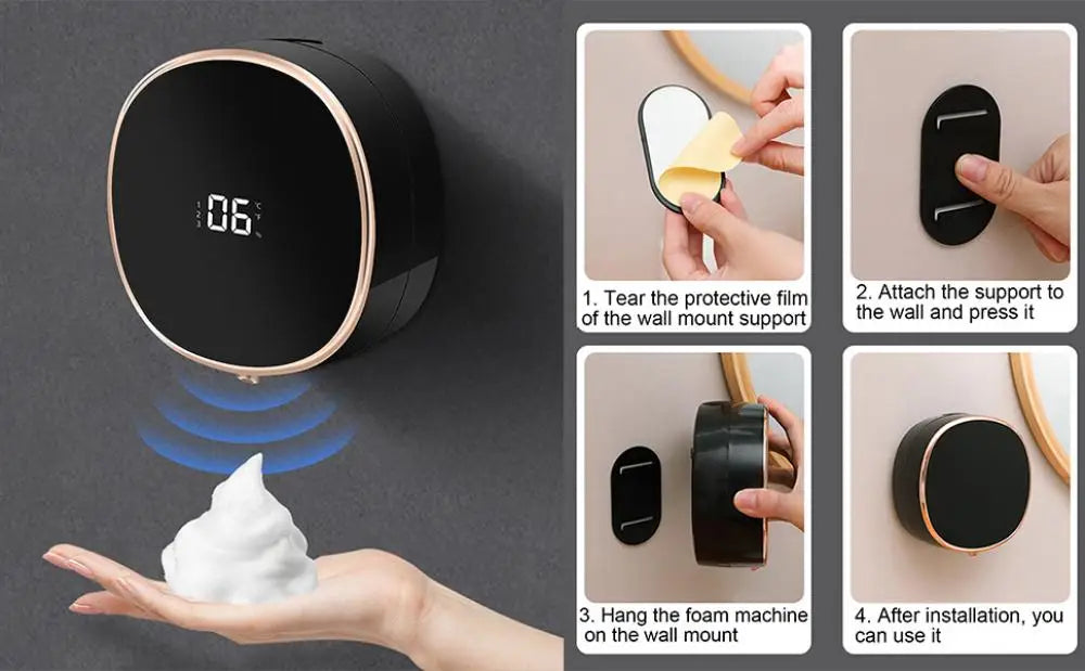 Electric Soap Dispenser with Touch Button Touchless Electric Soap Dispenser Wall Mount for Home Office Hotel for Bathroom