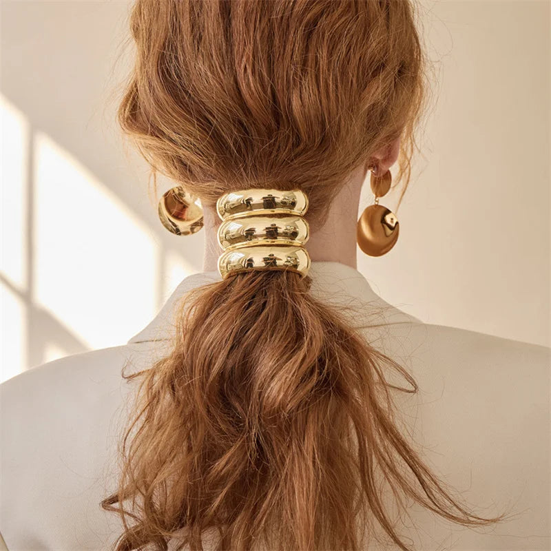 XIALUOKE Vintage Multilayer Metal Geometry Hair Bands Rope For Women Headband Elastic Ponytail HairPins Hairwear Hair Jewelry