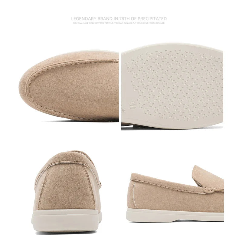 Men Flat Loafers 2025 Frosted Suede Flat Shoes Comfortable Non Slip Fashion Loafers Lightweight Trendy Outdoor Casual Shoes