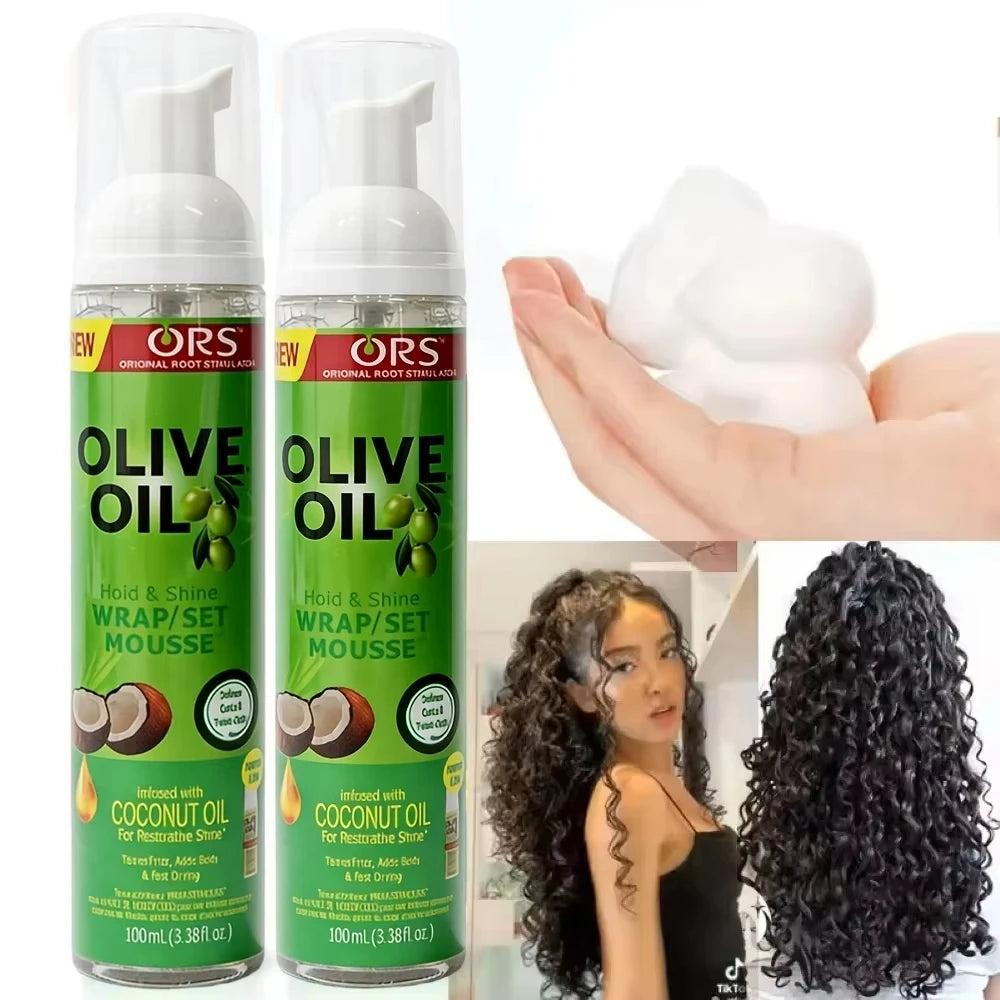 100ml Olive Oil Curly Hair Mousse for Women Strong Hold Anti-Frizz Wig Styling Foam Haircare Product