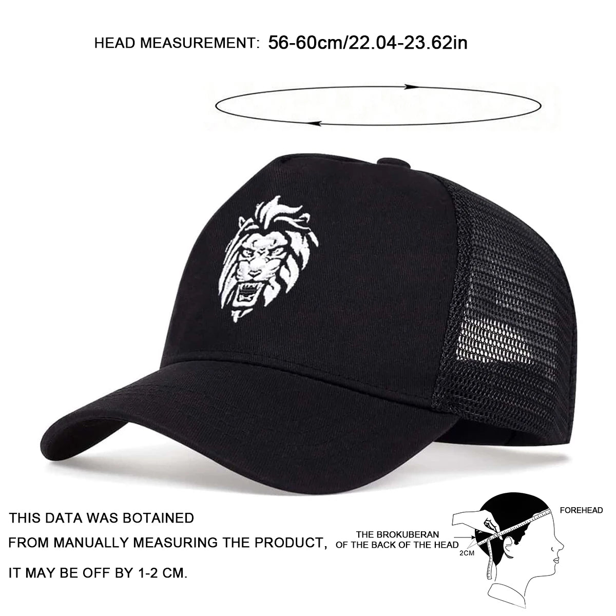Unisex Lion Head Embroidery Baseball Net Caps Spring and Summer Outdoor Adjustable Casual Hats Sunscreen Hat Sports Cap
