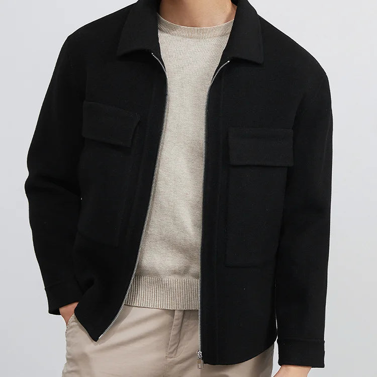 DAVIDSHAO Top Quality EU US Size Luxury Casual Wear Men Wool Coat Jacket Autumn Winter New Style Turn-Down Collar Vintage Coat