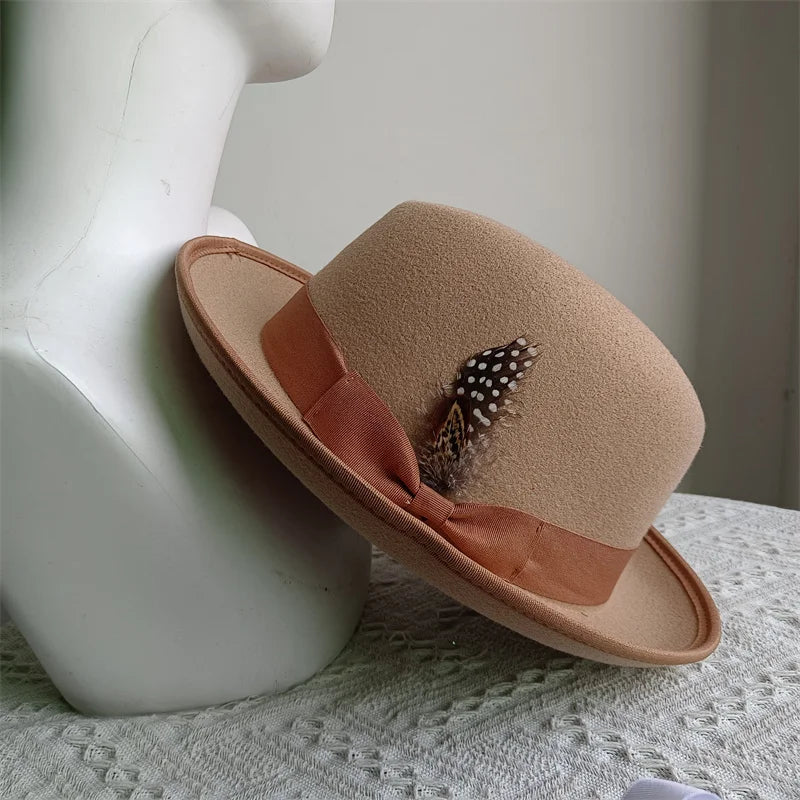 Green Retro Men's Spring Hat Unisex Men's Bow Women's Curved Brim Wide Brim Sun Hat Straw Hat Beach Hat sombrero hombre