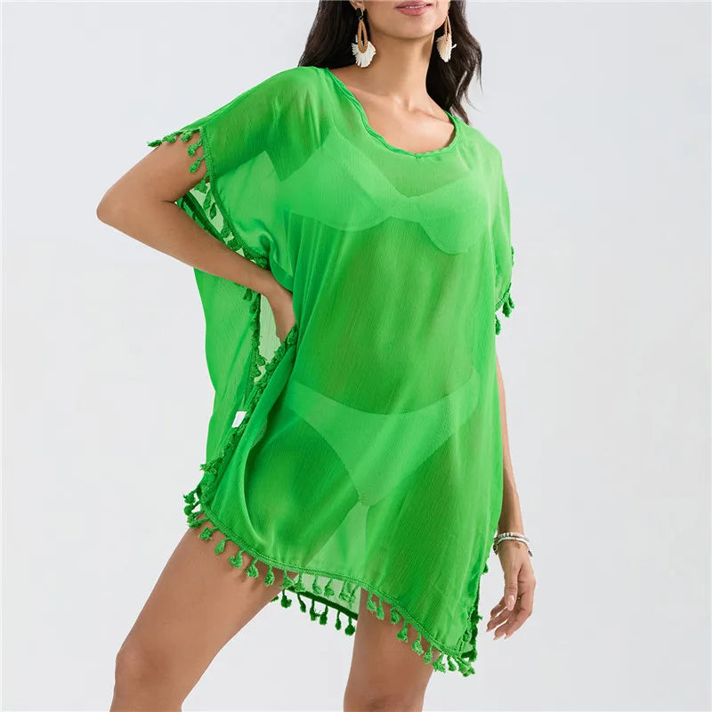 Summer Beach Cover Up For Women Lace Hollow Crochet Swimsuit Beach Dress