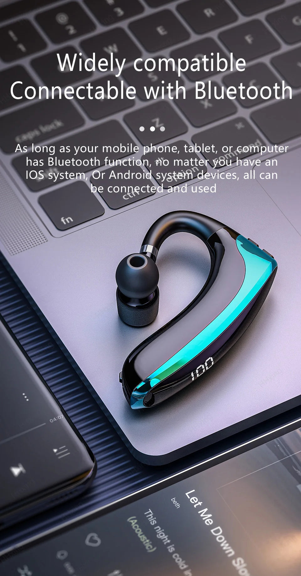 Wireless Bluetooth Headphones With Microphon Earphone ENC Noise Cancelling Handsfree Talking Headset Busines Auriculares Driving