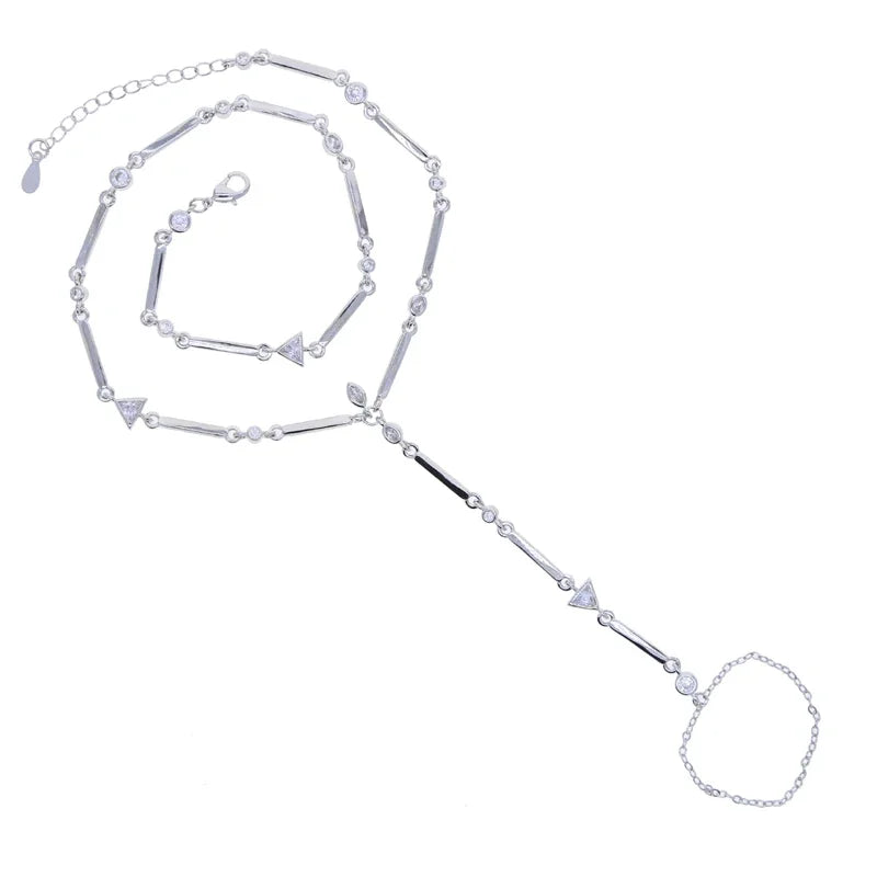 New Iced Out Oval CZ Choker Bracelet Silver Color Bling Lariat Long Bar Round Stone Long Tassel Bangle Women Jewelry