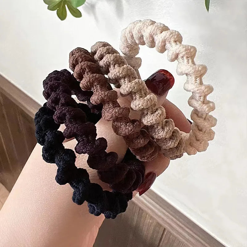 5Pcs/Lot Minimalist Black Brown Hair Rope Soft High Elastic Hair Bands Casual Women Girls Ponytail Scrunchies Hair Accessories