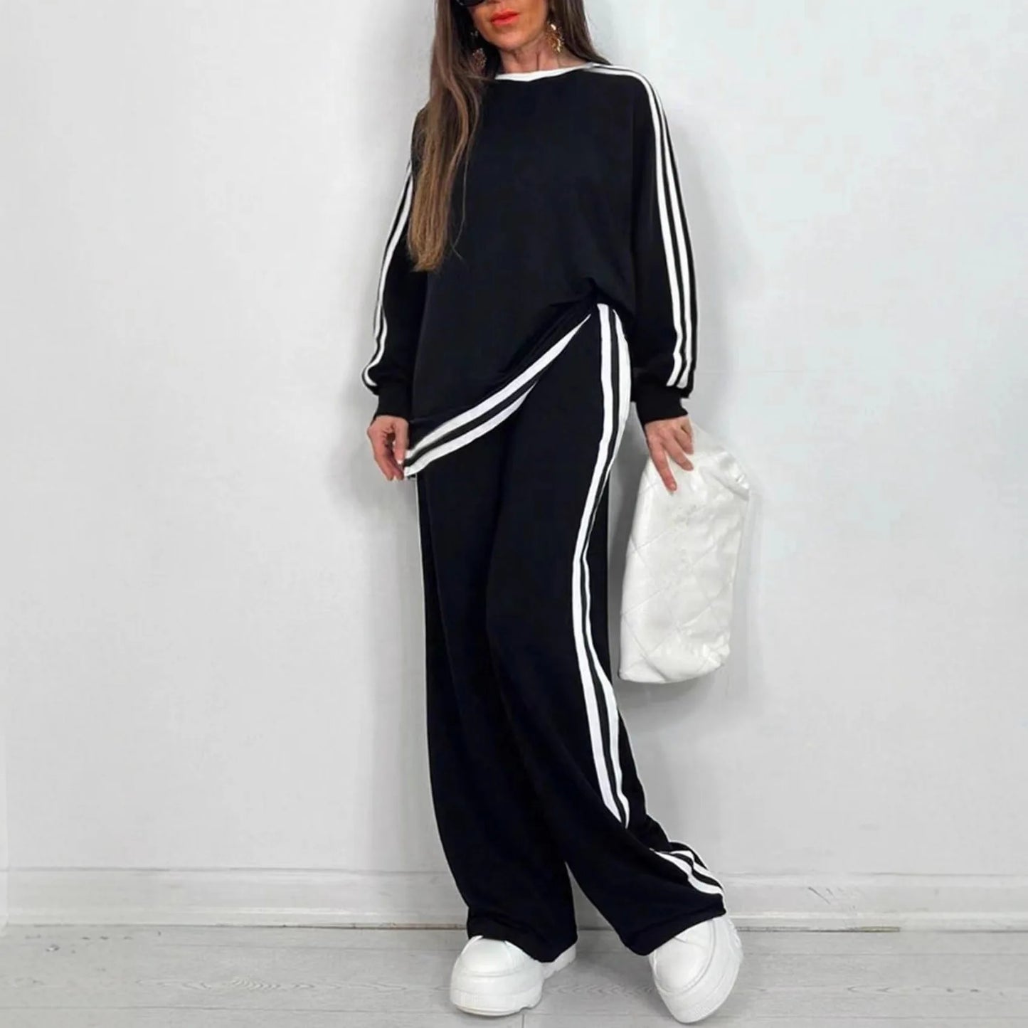 2025 Women's Sweat Suit Spring Autumn New Leisure Clothing Fashion Elegant Tops T-shirt Pants 2 Two Piece Set For Women