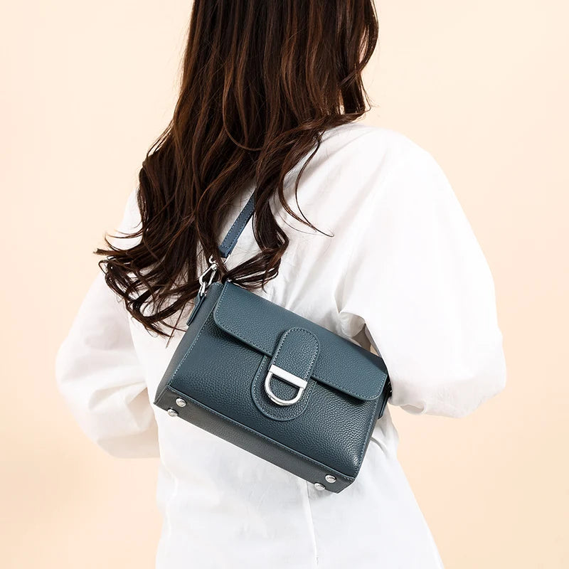 Luxury Brand Genuine Leather Handbag Women Fashion High Quality Solid color Cow Leather Shoulder Crossbody Bag Female Tote Bags
