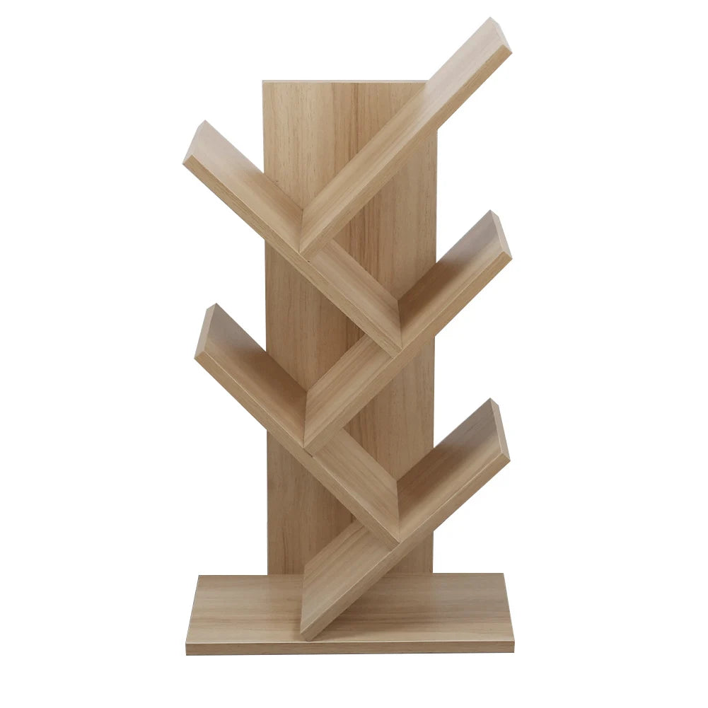 【Breeins】Rustic Standing Tree Bookshelf Wood Display Rack For Home Office Decoration Storage Organizer Shelf Bookcase