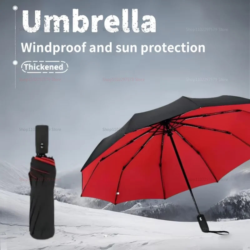 Double-layer Automatic 10-bone Rain and Sun Umbrella Windproof Sunscreen Rain and Sunshine Dual-use Business Folding Umbrella