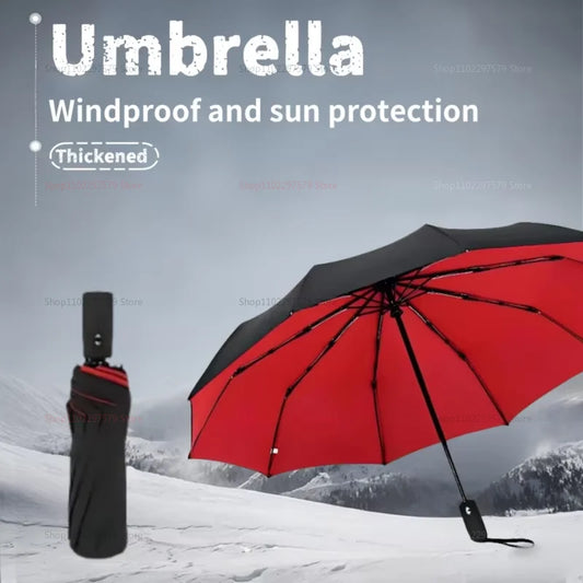 Double-layer Automatic 10-bone Rain and Sun Umbrella Windproof Sunscreen Rain and Sunshine Dual-use Business Folding Umbrella