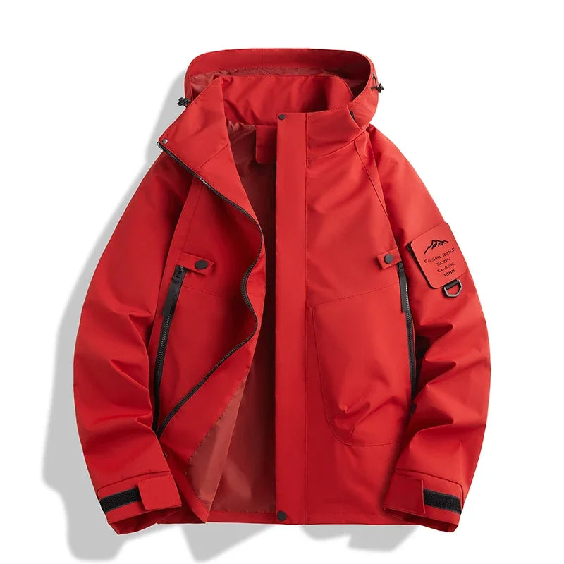 New Outdoor Waterproof Hooded Jacket Unisex Spring Autumn Loose Thin Workwear Windproof Coat for Men's Hiking Camping Activities