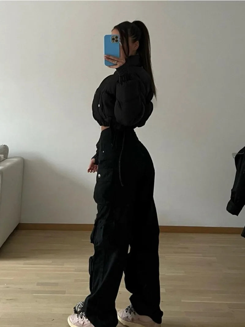 TARUXY Multiple Pockets Cargo Pants For Women Loose High Waist Fashion Sweatpants Women's Baggy Streetwear Pant Woman Trousers