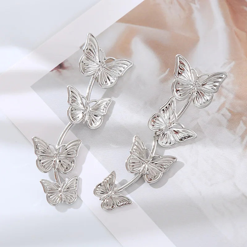 European Exaggerate Metal Statement Earrings for Women Vintage Fashion Round Star Leaf Irregular Geometry Long Earrings Jewelry